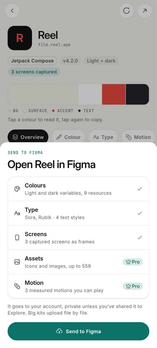 Send to Figma in the Applivery app: what becomes variables, styles and pages