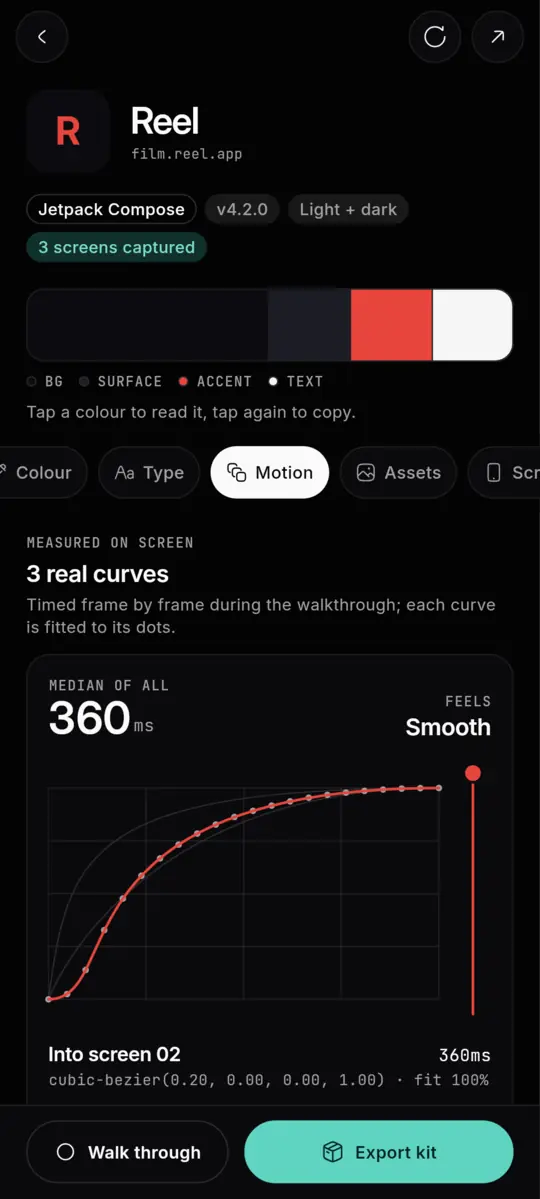 A kit's motion in dark mode