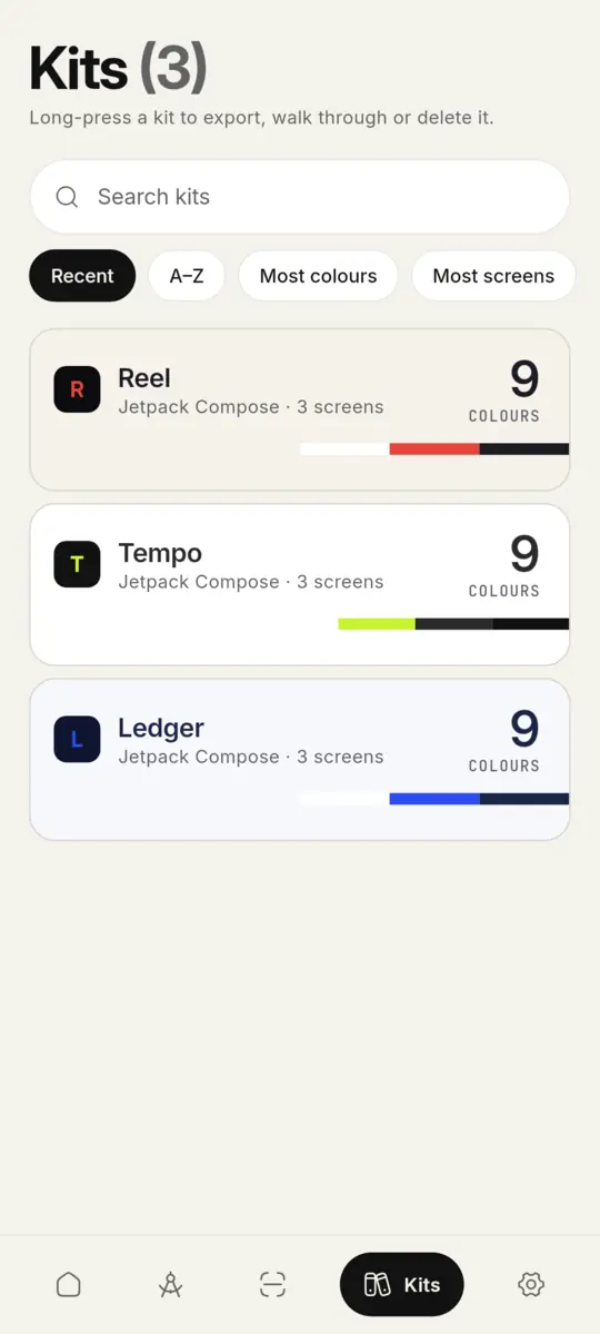 Every kit, in each app's own colours